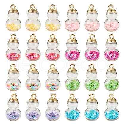  32Pcs 8 Colors Glass Gourd Pendants GLAA-TA0001-53-1