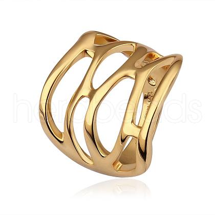 Real 18K Gold Plated Tin Alloy Hollow Finger Rings For Women RJEW-BB14238-8G-1