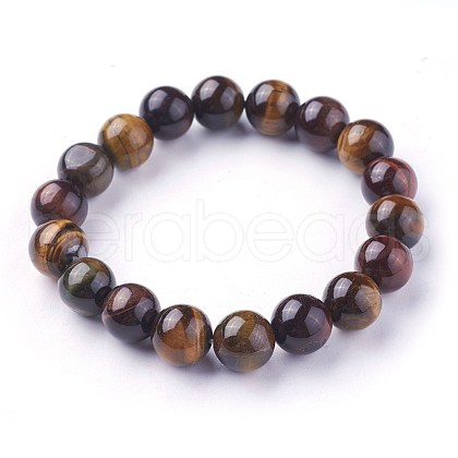 Natural Tiger Eye Beads Stretch Bracelets BJEW-F380-01-C18-1