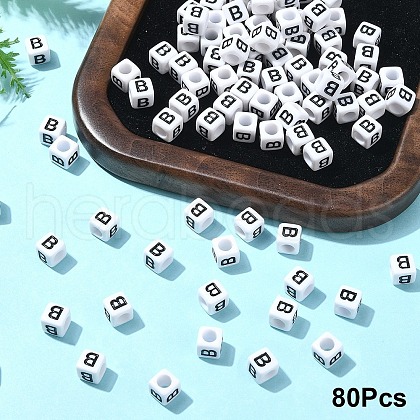 Acrylic Horizontal Hole Letter Beads OACR-YW0002-08B-1