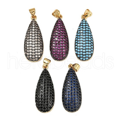 Brass Micro Pave Cubic Zirconia Pendants KK-S526-03G-1