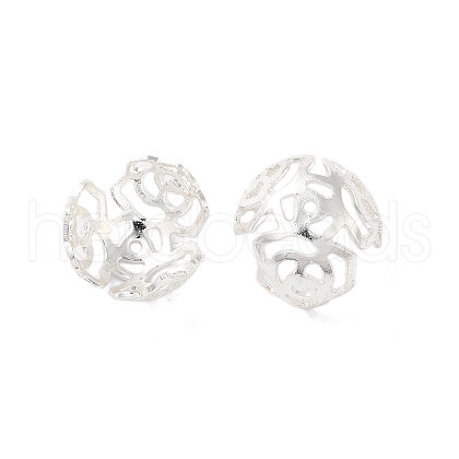 Rack Plating Brass Flower Bead Caps KK-K381-02S-1