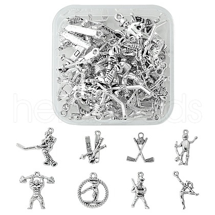 32Pcs 8 Styles Tibetan Style Sports Theme Alloy Pendants FIND-FS0002-37-1