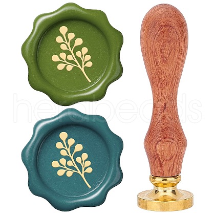 Brass Wax Seal Stamps with Rosewood Handle AJEW-WH0412-0107-1