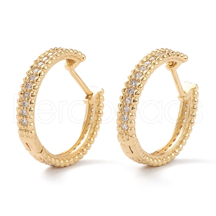 Brass Micro Pave Clear Cubic Zirconia Huggie Hoop Earrings EJEW-H109-08G-1