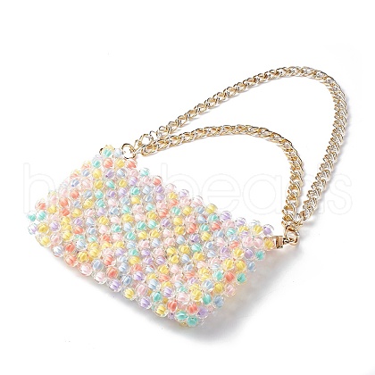 Transparent Acrylic Bead in Bead Woven Bags AJEW-BA00091-1