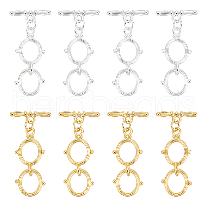 BENECREAT 2 Colors Brass Toggle Clasps KK-BC0013-94-1