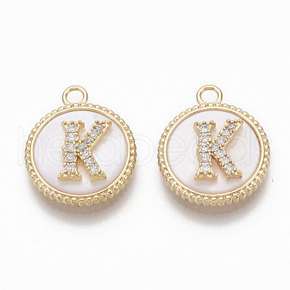 Brass Micro Pave Cubic Zirconia Pendants KK-T062-04K-NF-1