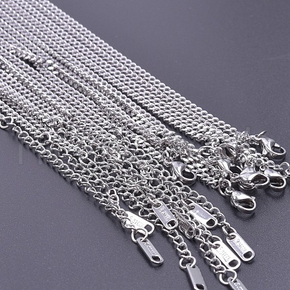 Stainless Steel 3mm Curb Chain Necklaces OT4459-1-1
