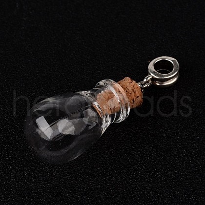 Teardrop Glass Wishing Bottle European Dangle Charms X-PALLOY-JF00162-08-1