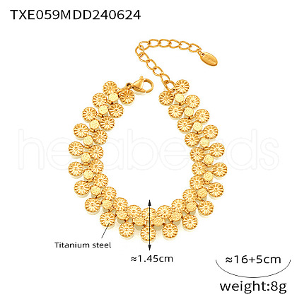 304 Stainless Steel Sunflower Link Chain Bracelets for Women FS-WG43A0B-02-1