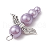 Pearlized Glass Pearl Bead Pendants PALLOY-JF03204-01-5