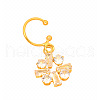 Brass Pave Clear Cubic Zirconia Flower Cuff Dangle Lip Rings FS-WGF1CAD-03-4