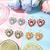 Heart with Mushroom Handmade Lampwork Dangle Earrings EJEW-MZ00450-1