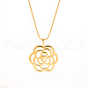Stainless Steel Hollow Rose Pendant Necklaces for Women DE4974-2-3
