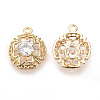 Brass Cubic Zirconia Pendants ZIRC-R015-112G-2