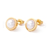6 Pair Shell Pearl Half Round Stud Earrings EJEW-A067-19-2