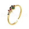 Brass Micro Pave Cubic Zirconia Cuff Rings for Women RJEW-H247-32G-4