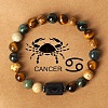 12 Constellations Natural Tiger Eye & Picture Jasper Round Beaded Stretch Bracelets for Men Women WG21EC3-04-1