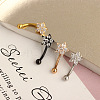 304 Stainless Steel Micro Pave Clear Cubic Zirconia Flower Curved Barbell Cartilage Earrings WG168AC-03-4