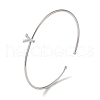 Rack Plating Brass Micro Pave Clear Cubic Zirconia Letter Open Cuff Bangles BJEW-A018-01P-Y-1