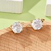 Bat Brass Micro Pave Clear Cubic Zirconia Stud Earrings for Women EJEW-G428-14G-1