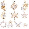 10Pcs 10 Style Brass Micro Clear Cubic Zirconia Charms ZIRC-PH0001-09G-1