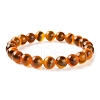 Natural Sugar Heart Agate Round Beads Stretch Bracelet for Her BJEW-LS0001-08A-1