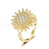 Daisy Rotatable Open Cuff Rings for Women RJEW-S402-05G-1