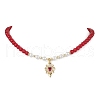 Heart Brass Cubic Zirconia Pendant Necklace NJEW-JN04599-01-1