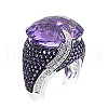 Oval Brass Micro Pave Cubic Zirconia Finger Rings for Women FS-WGFFB9D-01-3