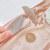 SUPERFINDINGS 2Pcs 2 Colors Feather Alloy Rhinestone Scarf Buckle Clips JEWB-FH0001-53-3