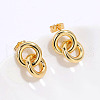 Brass Double Ring Dangle Stud Earrings PA8629-2