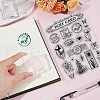 CRASPIRE 4Pcs 4 Styles Retro Stamp Theme Clear Silicone Stamps DIY-CP0009-73-3