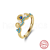 925 Sterling Silver with Natural Freshwater Beads Adjustable Finger Ring for Women RJEW-M073-01G-3