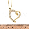 Brass Micro Pave Clear Cubic Zirconia Heart Pendant Necklaces for Women NJEW-R027-01G-02-5