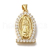 Rack Plating Brass Micro Pave Clear Cubic Zirconia Pendants KK-G500-02F-G-1