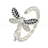 Dragonfly Brass Micro Pave Clear Cubic Zirconia Cuff Rings for Women RJEW-M016-02P-2