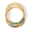 4Pcs Luxury Natural Unakite Round Beads & Moonstone & Lapis Lazuli & Malaysia Jade & Glass & Cubic Zirconia & Purple  Garnet & Red Garnet & Glass Seed Beads Stretch Bracelet Set for Women AP3962-1-1