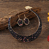 Oval Alloy Paillette Choker & Dangle Earring Sets FS-WG10B0F-01-1