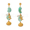 Stainless Steel Shell Shape with Starfish Dangle Stud Earrings QF4790-5