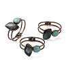 Natural Amazonite & Labradorite Hinged Bangles BJEW-A015-02R-1