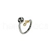 Football & Heart Alloy Enamel Adjustable Open Cuff Rings FS-WGC4484-01-5