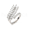Brass Micro Pave Cubic Zirconia Adjustable Cuff Rings for Women RJEW-B127-01P-3