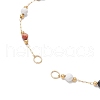 304 Stainless Steel & Faceted Round Gemstone Link Chain Bracelet Making AJEW-JB01346-3