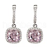 925 Sterling Silver Pave Cubic Zirconia Square Hoop Earrings EJEW-C150-01A-02-4