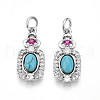 Synthetic Turquoise Rectangle with Flower Pendants KK-N258-16P-1