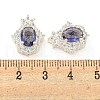 Rack Plating Brass Pave Mauve Cubic Zirconia Hamsa Hand Multi-Strand Links KK-F089-18S-3