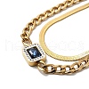 304 Stinless Steel Herringbone & Cuban Link Chains Double Layered Necklaces NJEW-H024-01G-3