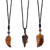 Globleland 3Pcs 3 Style Natural Tiger Eye Wing & Cone & Dagger Pendant Necklaces Set with Polyester Rope for Men Women NJEW-GL0001-02-1